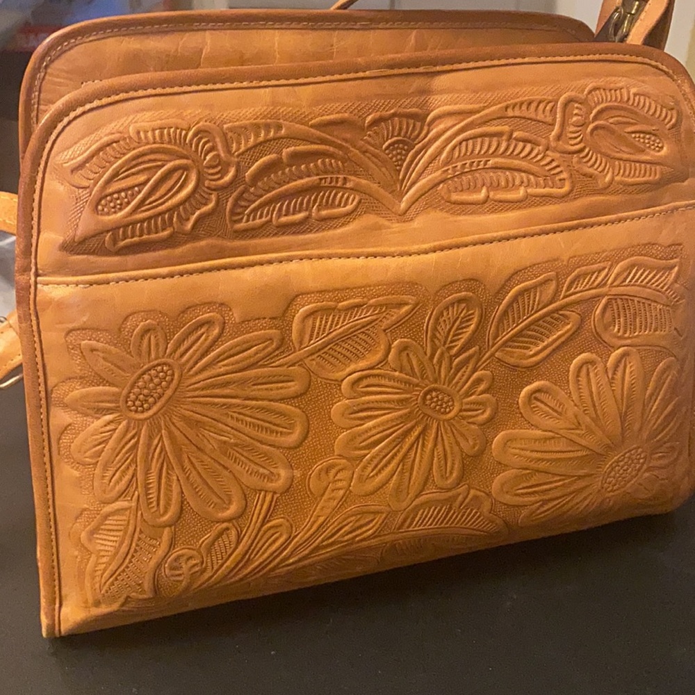Vintage Avelar Leather Handbag-Purse Handmade Tooled Western Mexico